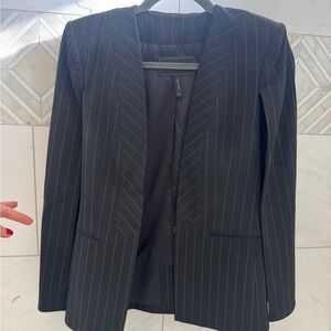 BCBG Black Pinstripe Blazer Cape Style